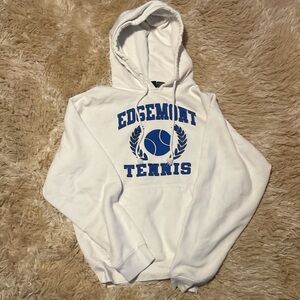Pennant White Hoodie with Blue Edgemont Tennis Logo Size Small